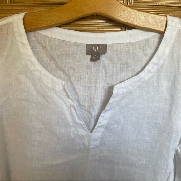 J. Jill White Linen Tunic 3/4 Sleeve small staple classic breathable - Picture 5 of 8